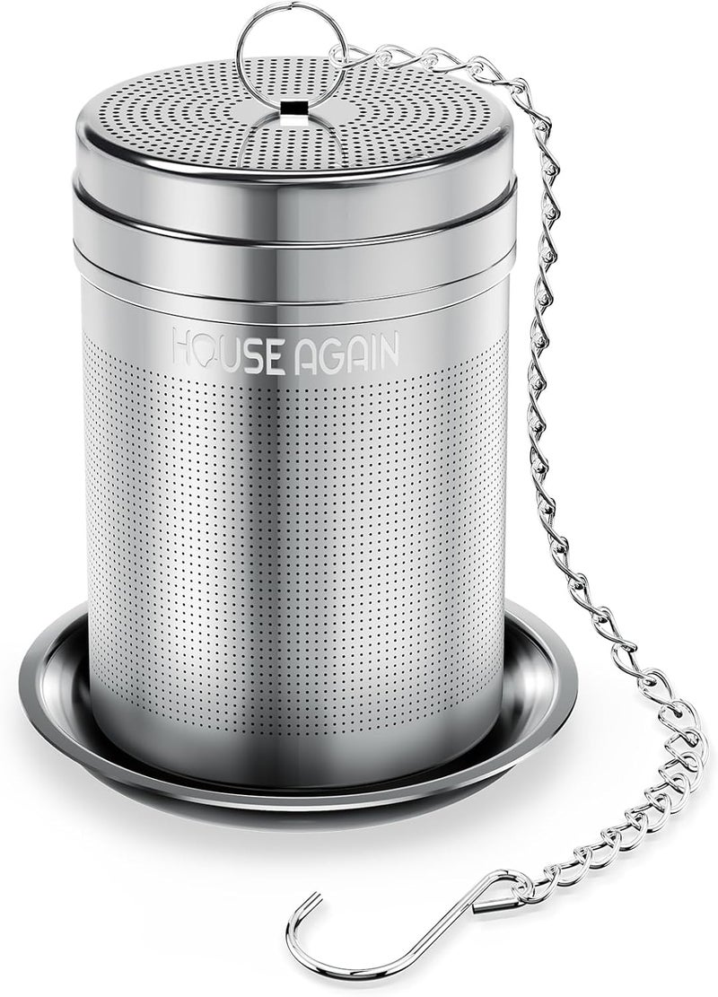 HOUSE AGAIN Tea Infusers, Extra Fine Mesh Tea Strainers for Loose Tea, Updated Slim Threaded Lid & 304 Stainless Steel, Loose Leaf Tea Steeper for Brew Tea Spices & Seasonings - Image 1